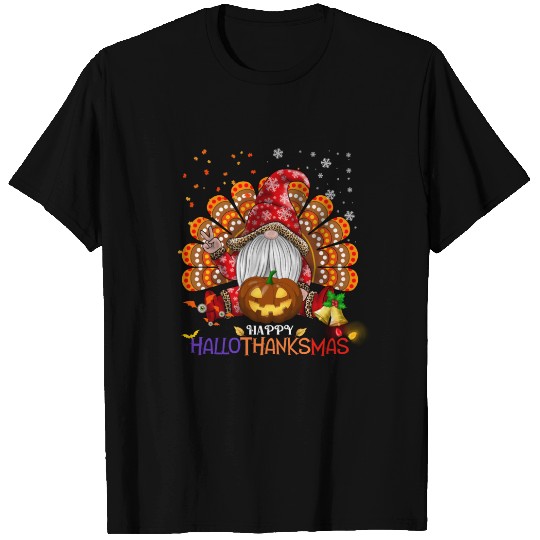 Happy HalloThanksMas Gnomes T Shirts