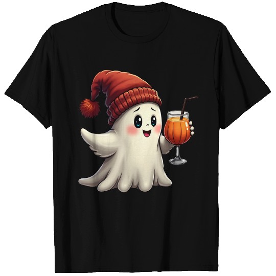 Cute Ghost Coffee Pumpkin Halloween T Shirts