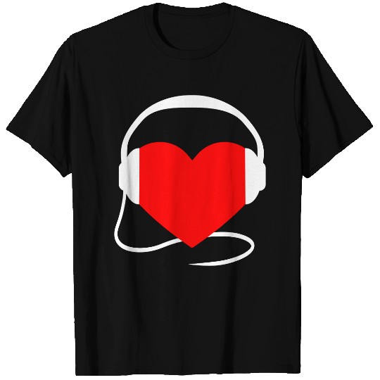 Cool Heart Party Love Heartbeat Headphone Sound DJ T Shirts