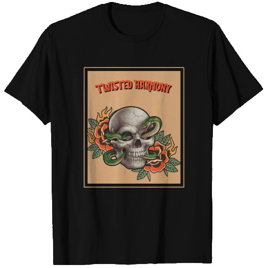 classic gothic skull x serpent design T Shirts