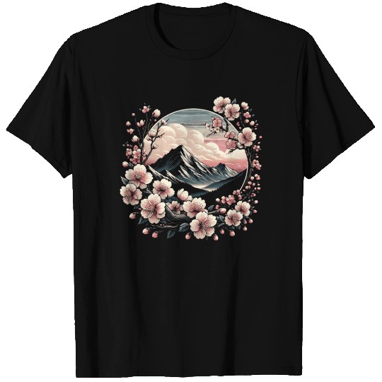 Japanese Cherry Blossom Mount Fuji Art T Shirts