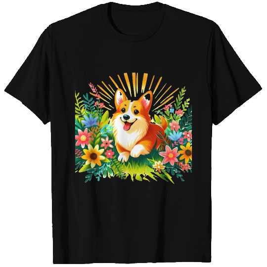 Cheerful corgi T Shirts
