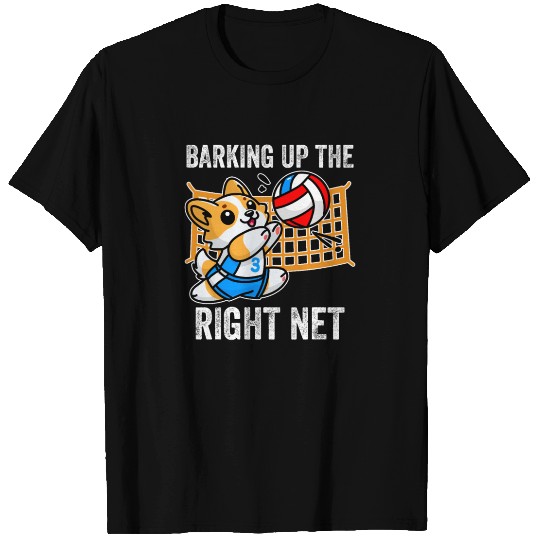 Barking Up the Right Net Funny Corgi Dog Humor T Shirts