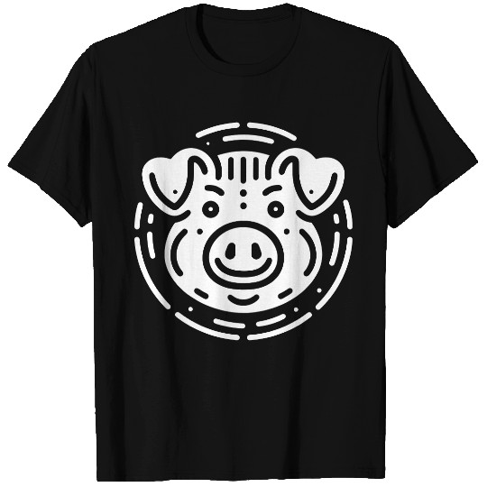 Pig face cute pigs vector farm animal path16 T Shirts