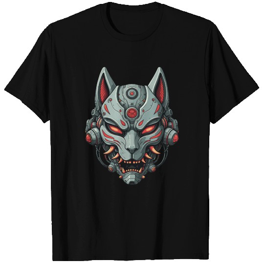 Kitsune Cyberpunk Mask: Mecha Robot Warrior T Shirts