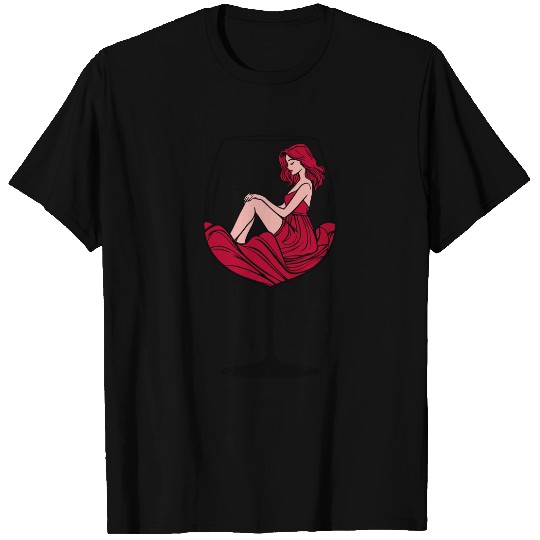 Lady in Red Wine Glass T Shirts