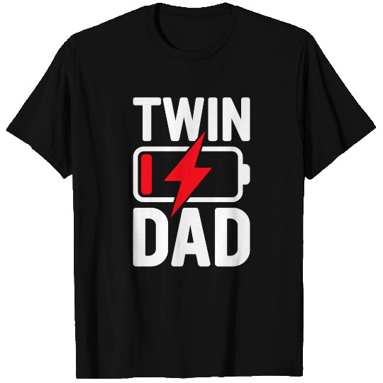 Twin Dad Low Battery Funny Twin Daddy T Shirts