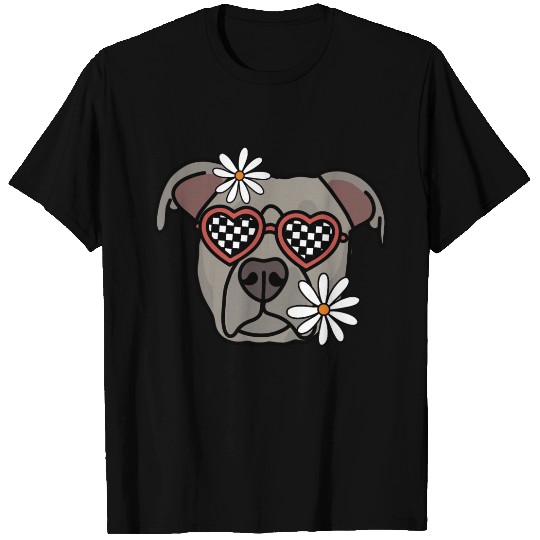 Pitbull Grey Retro Dog T Shirts