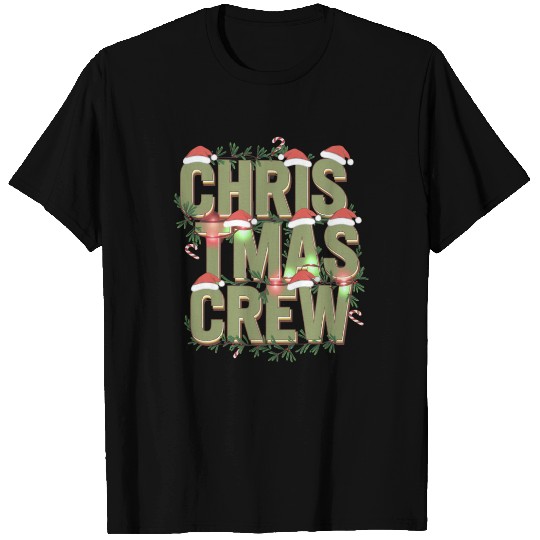 Christmas Crew with Santa Hats and Candy Canes T Shirts