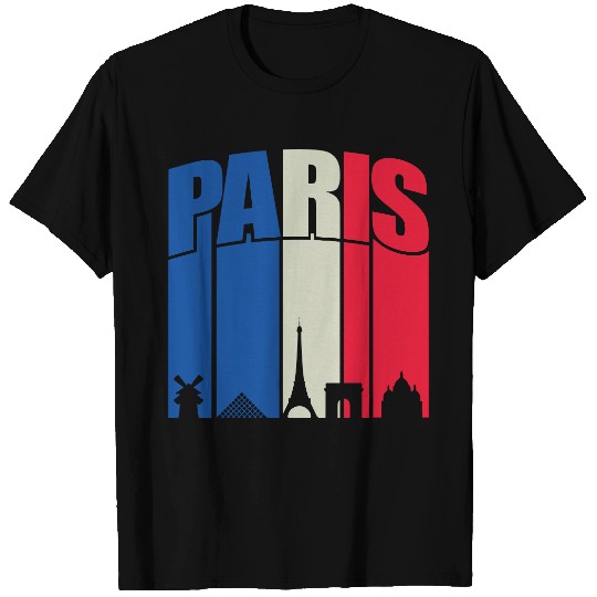 Paris Landmarks Typography T Shirts