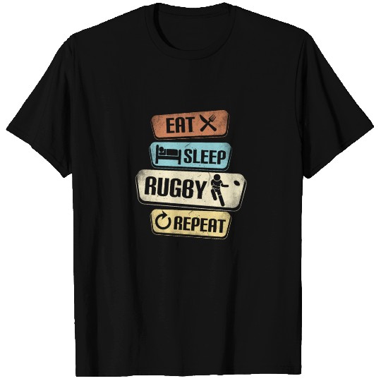 Eat Sleep Rugby Repeat Funny Rugby Player T Shirts