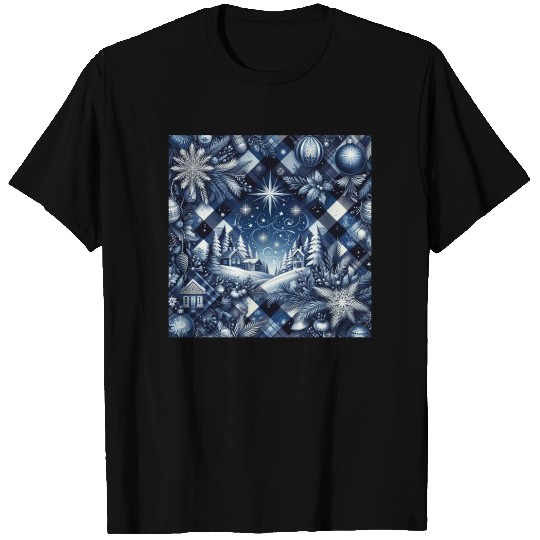 flannel blue and white christmas T Shirts