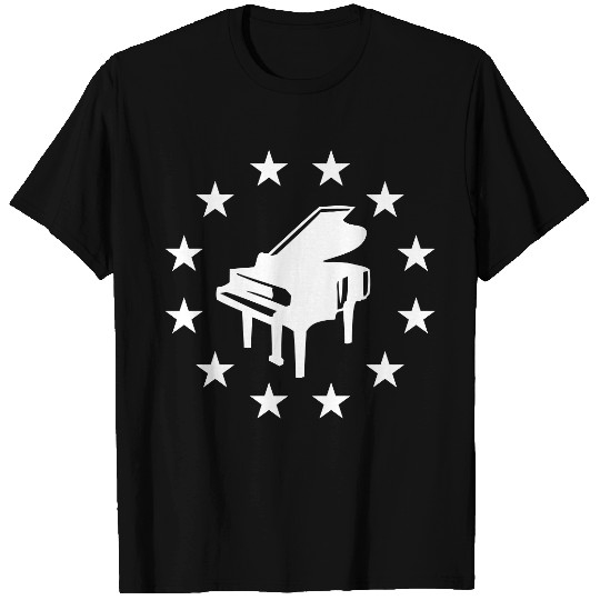 Starts Circle Grand Piano Ring Organ DJ Music Logo T Shirts