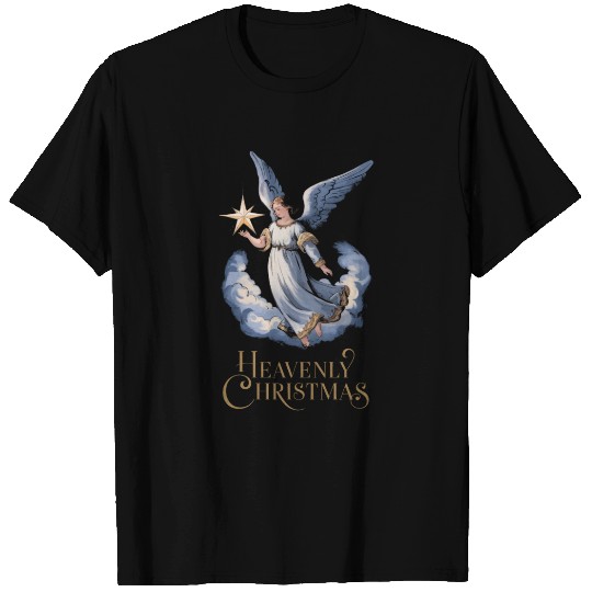 Heavenly Christmas Angel with Star Holiday Art T Shirts
