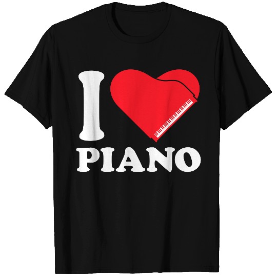 I love Grand Piano Heart Organ Keyboard Music Logo T Shirts
