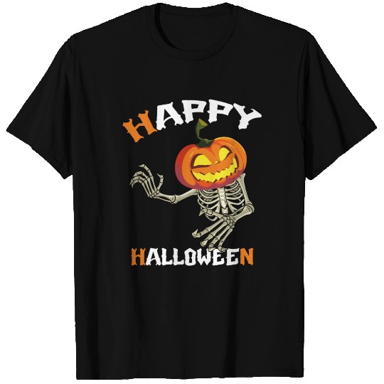 Trick Or Treat Happy Halloween Pumpkin Skeleton T Shirts