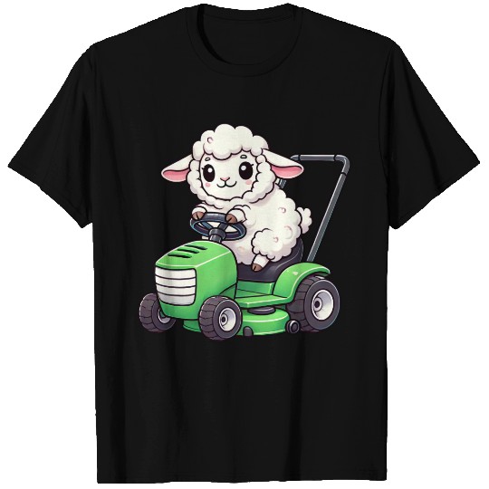 Funny sheep lawn mower farmer lamb grass T Shirts