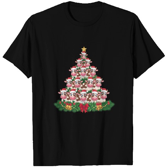 Cow Christmas Tree Funny Cow Lover Cow Xmas T Shirts
