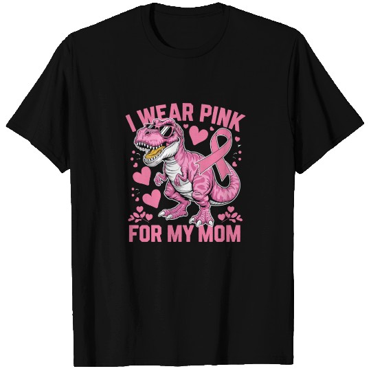 I Wear Pink For My Mom Dino Kids Toddler T Shirts
