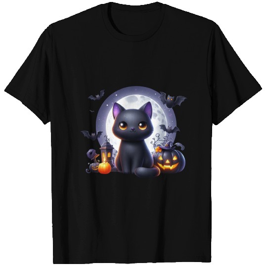 Halloween Cute Black Cat T Shirts