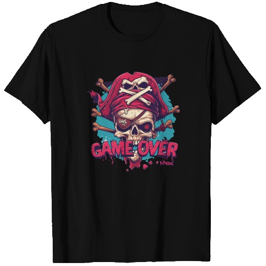 Gaming Skull Pirate Game Over T Shirts