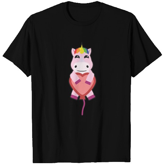 Unicorn with a Heart Balloon T Shirts