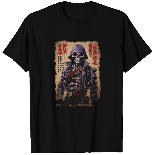 Kanji Japan Skull Samurai Skeleton Poster T Shirts