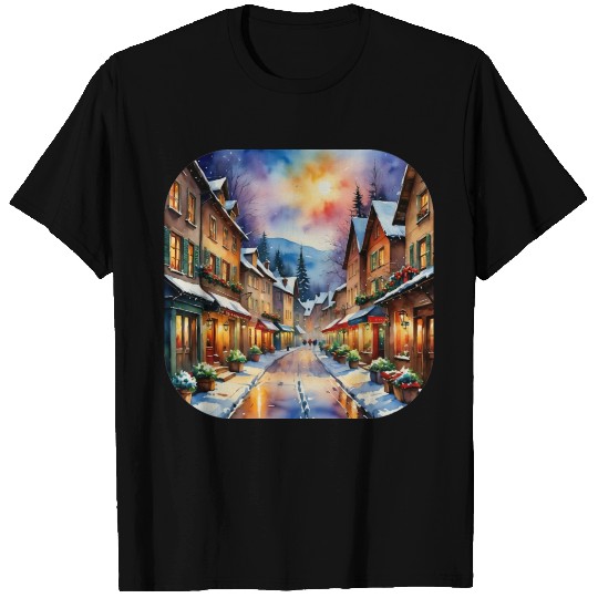Christmas Night Streets T Shirts