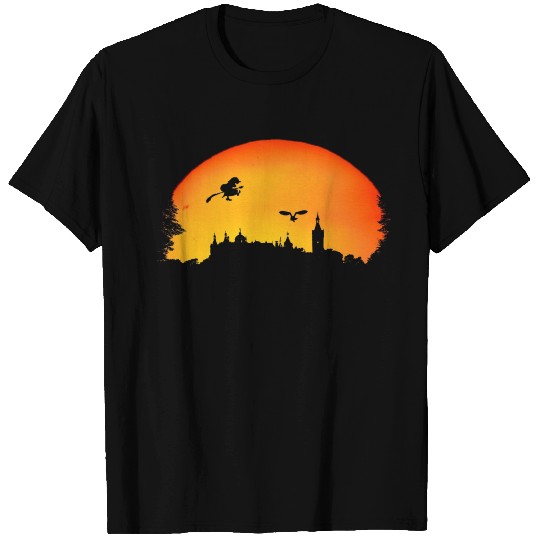 Halloween Creepy Orange Moon T Shirts