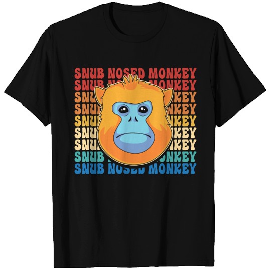 Retro Golden Snub Nosed Monkey Cute Monkey Face T Shirts