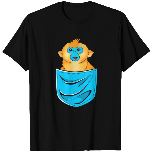 Cute Golden Snub Nosed Monkey In A Pocket T Shirts