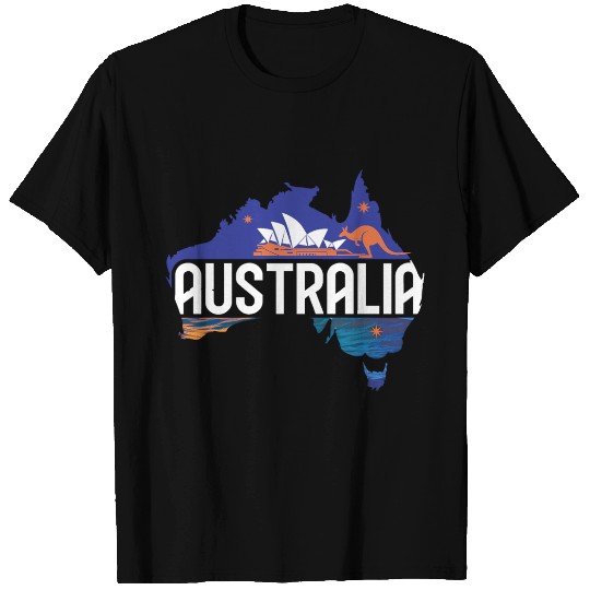 Australia Kangaroo & Sydney Opera House Map T Shirts