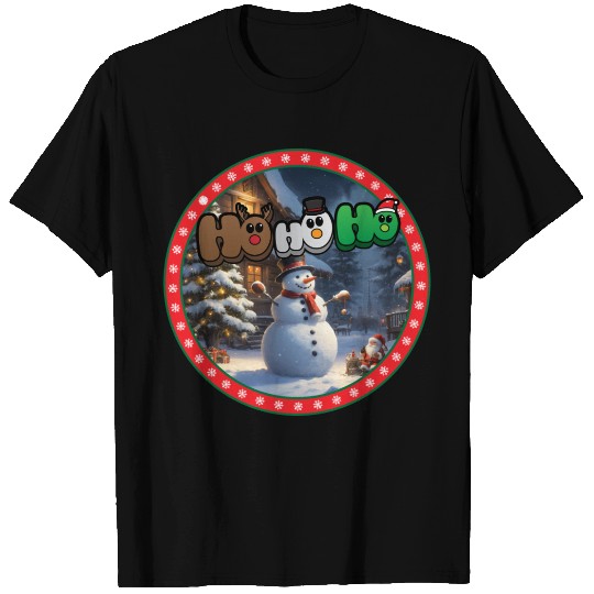 Adorable snowman at christmas in the snowing T Shirts
