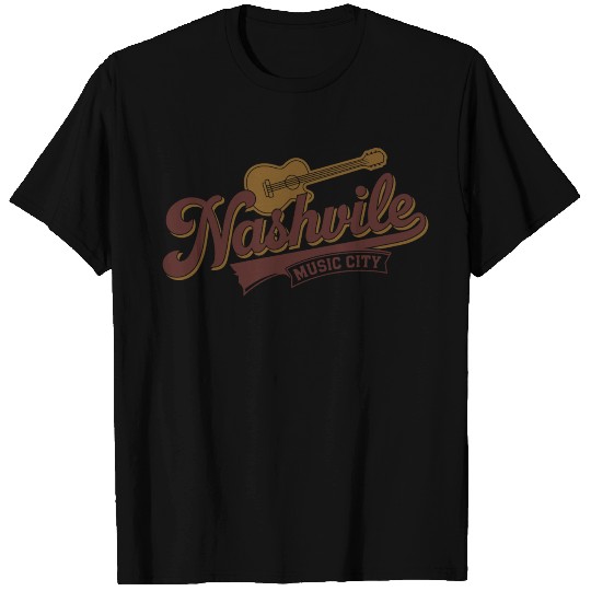 Nashville Music City Logo with Guitar Illustration T Shirts