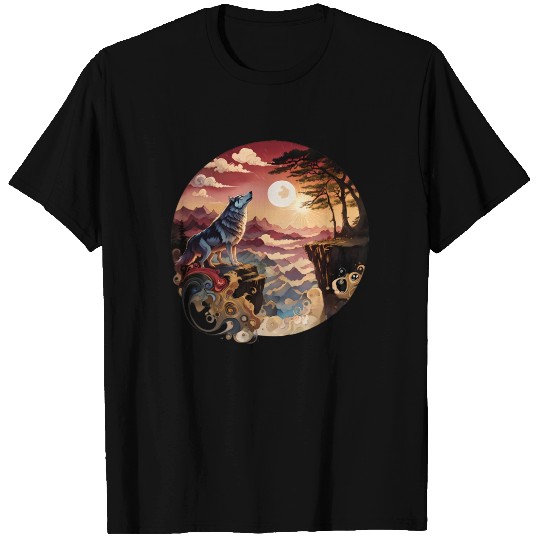 Mystic Wolf Mountain Art T Shirts