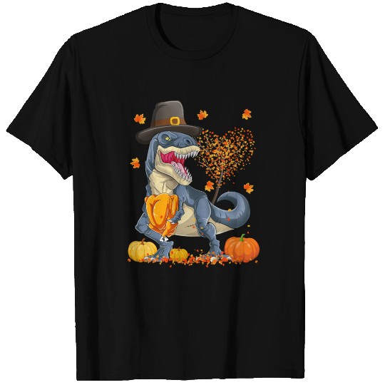 Dinosaur Happy Thanksgiving Pilgrim T rex Turkey T Shirts