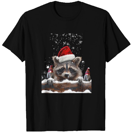 Raccoon Raccoon And Christmas Gnomes Man Woman T Shirts