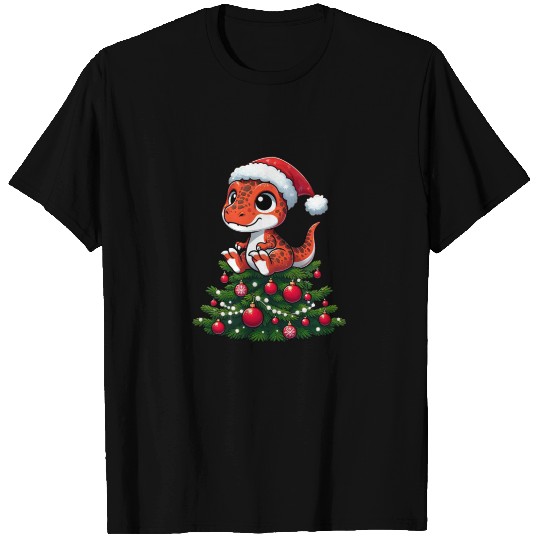 T-Rex with Christmas Tree Quirky Cartoon Dino T Shirts