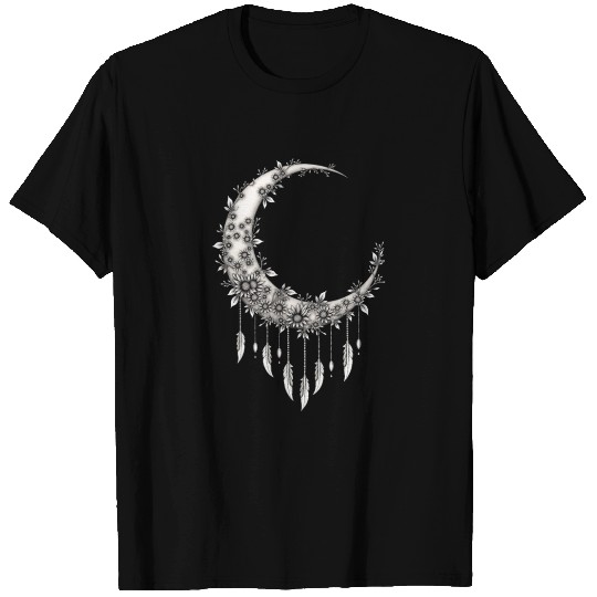 Flower Moon Decor Design T Shirts