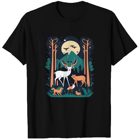 Enchanted Forest Wildlife Scene – Nature Adventure T Shirts