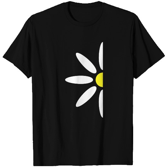 Small Daisy Half Flower White Decorative Beautiful T Shirts