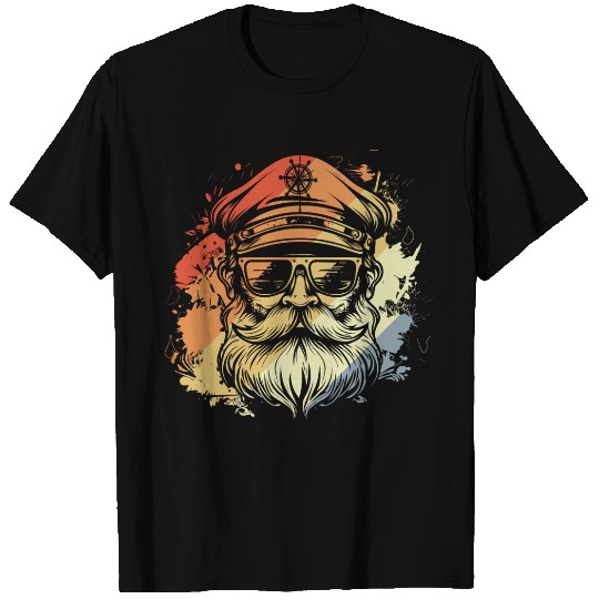 Retro Sailing Captain Drawing T Shirts