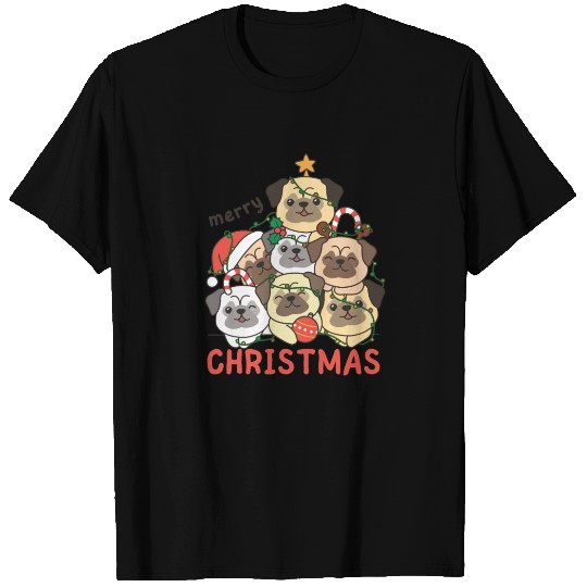Pug Christmas Tree Merry Christmas T Shirts