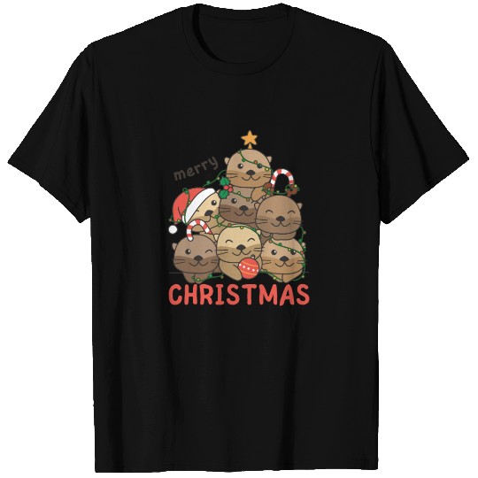 Otter Christmas Tree Merry Christmas T Shirts