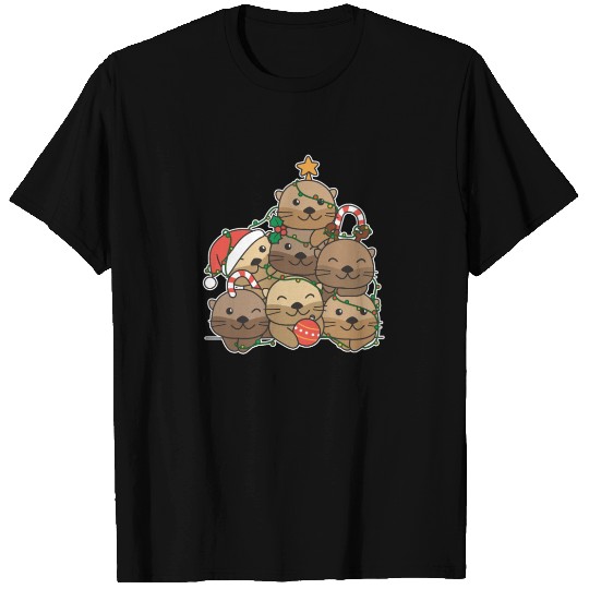 Otter Christmas Tree Funny Animal Christmas T Shirts