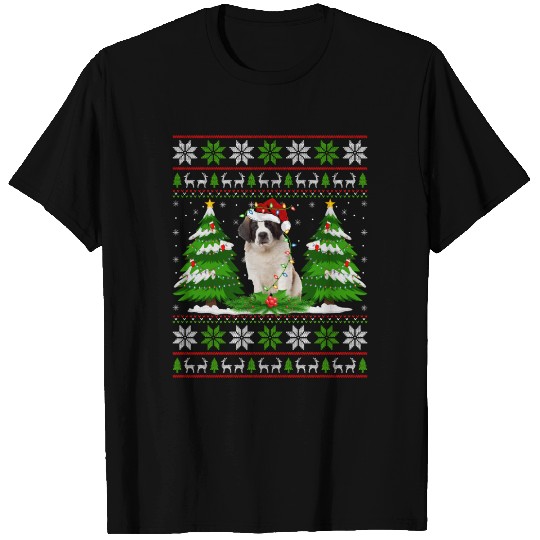Saint Bernard Dog Christmas Tree Lights T Shirts