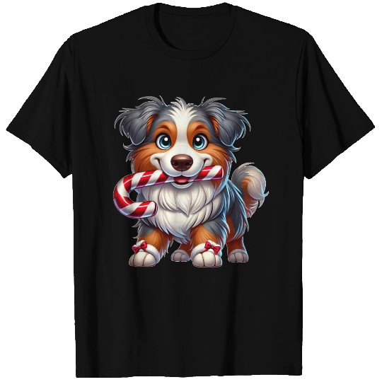 Cute Christmas Dog Australian Shepherd T Shirts