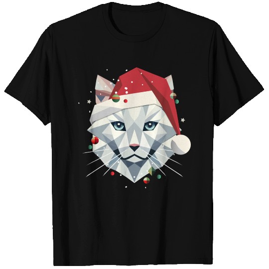 Christmas cat as Santa in modern style T Shirts