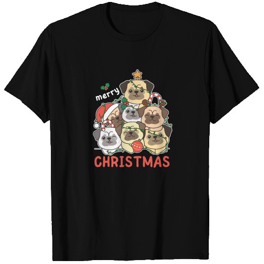 Pug Christmas Tree Merry Christmas T Shirts