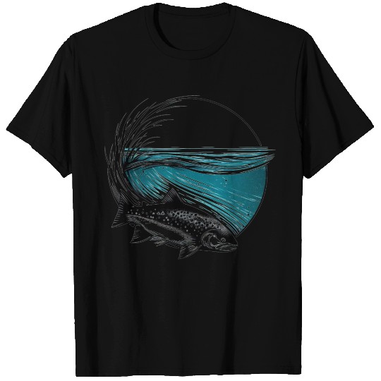 Trout in lake fishing angler nature outdoor motif T Shirts
